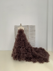 Dark Brown Organza Maternity Dress for Photo Shoot Maternity Gown Photography Dress