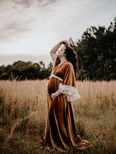 Vintage Velvet Lace Maxi Dress Maternity Dress for Photo Shoot
