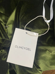 OLIHCYOEL Green Velvet Dress