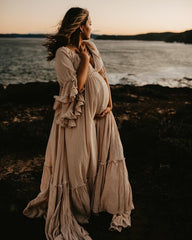 Vintage Linen Maternity Dress Boho Photography Dress