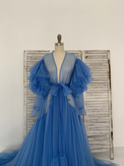 Long Sleeves Tulle Maternity Robe Maternity Dress for Photo Shoot Maternity Gown