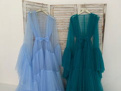 Long Sleeves Free Size Tulle Maternity Dress Maternity Robe