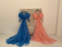 Long Sleeves Tulle Maternity Dress for Photo Shoot Maternity Robe
