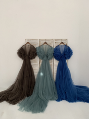 Free Size Tulle Maternity Robe Maternity Dress for Photo Shoot Baby Shower Dress Photography Dress