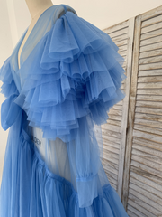 Long Sleeves Tulle Maternity Robe Maternity Dress for Photo Shoot Maternity Gown
