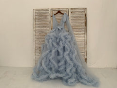 Dusty Mauve Big Bow Tulle Maternity Dress for Photo Shoot Maternity Gown