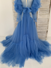 Long Sleeves Tulle Maternity Robe Maternity Dress for Photo Shoot Maternity Gown