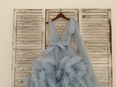 Dusty Mauve Big Bow Tulle Maternity Dress for Photo Shoot Maternity Gown