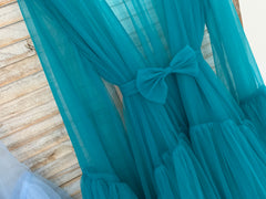 Long Sleeves Free Size Tulle Maternity Dress Maternity Robe