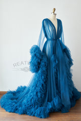 Dark Blue Tulle Maternity Gown Tulle Dress for Maternity Photography Photo Shoot