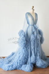 Dusty Blue Tulle Maternity Gown Tulle Dress for Maternity Photography Photo Shoot