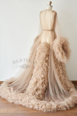 Tan Tulle Maternity Gown Tulle Dress for Maternity Photography Photo Shoot