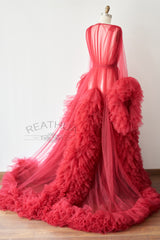 Dark Red Tulle Maternity Gown Tulle Dress for Maternity Photography Photo Shoot