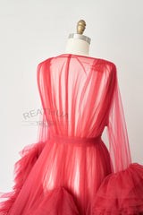 Dark Red Tulle Maternity Gown Tulle Dress for Maternity Photography Photo Shoot