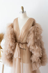 Long Sleeves Maternity Tulle Gown for Photography Photo Shoot