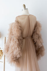 Long Sleeves Maternity Tulle Gown for Photography Photo Shoot