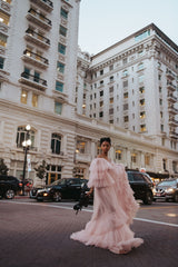 Blush Pink Tulle Gown Dress for Maternity Photography Photo Shoot