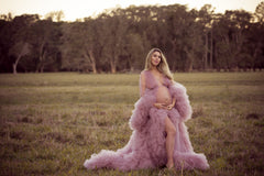 Mauve Tulle Maternity Gown Photography Photo Shoot