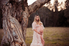 Blush Pink Lace Tulle Gown Dress for Maternity Photography Photo Shoot