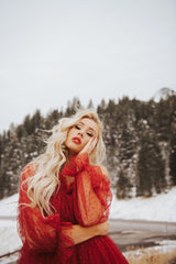 Burgundy Polka Dots Maternity Dress for Photo Shoot