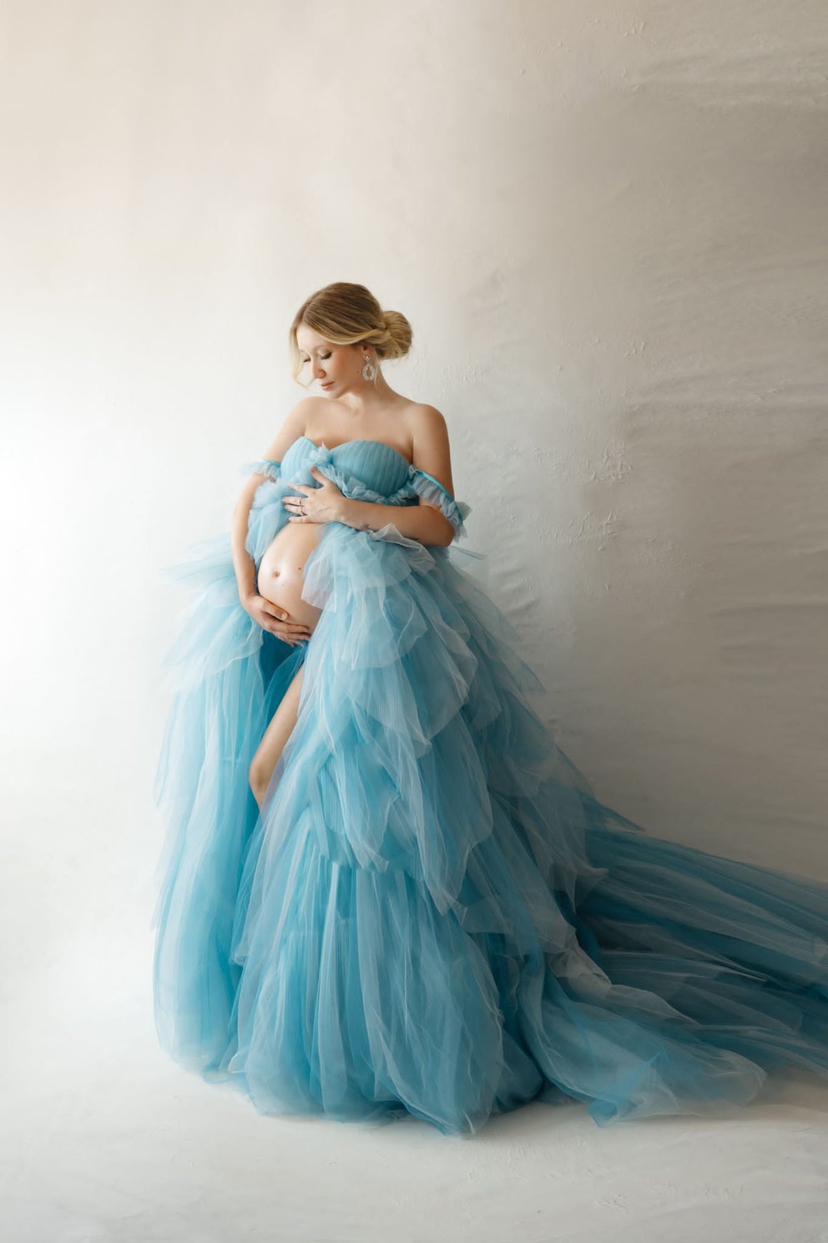 blue ombre maternity dress Admvng Gradient Ombre Maternity Dress Short Sleeve Bodycon Ruched Pregnancy Mini Dress, Infant Girl's, Size: Medium, Blue