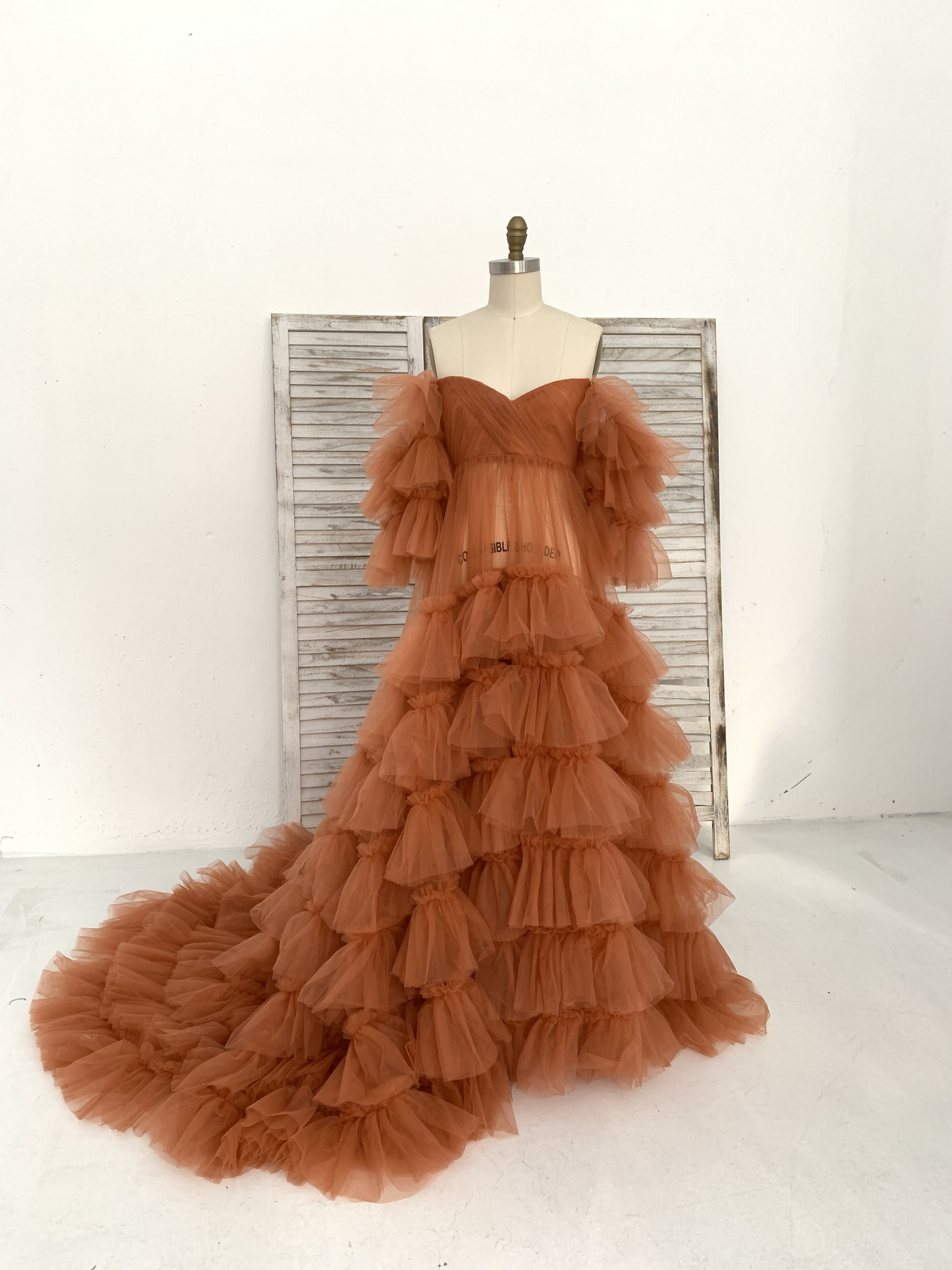 Rusty Color Cupcake Tulle Maternity Dress for Photo Shoot Maternity Gown Photography Dress