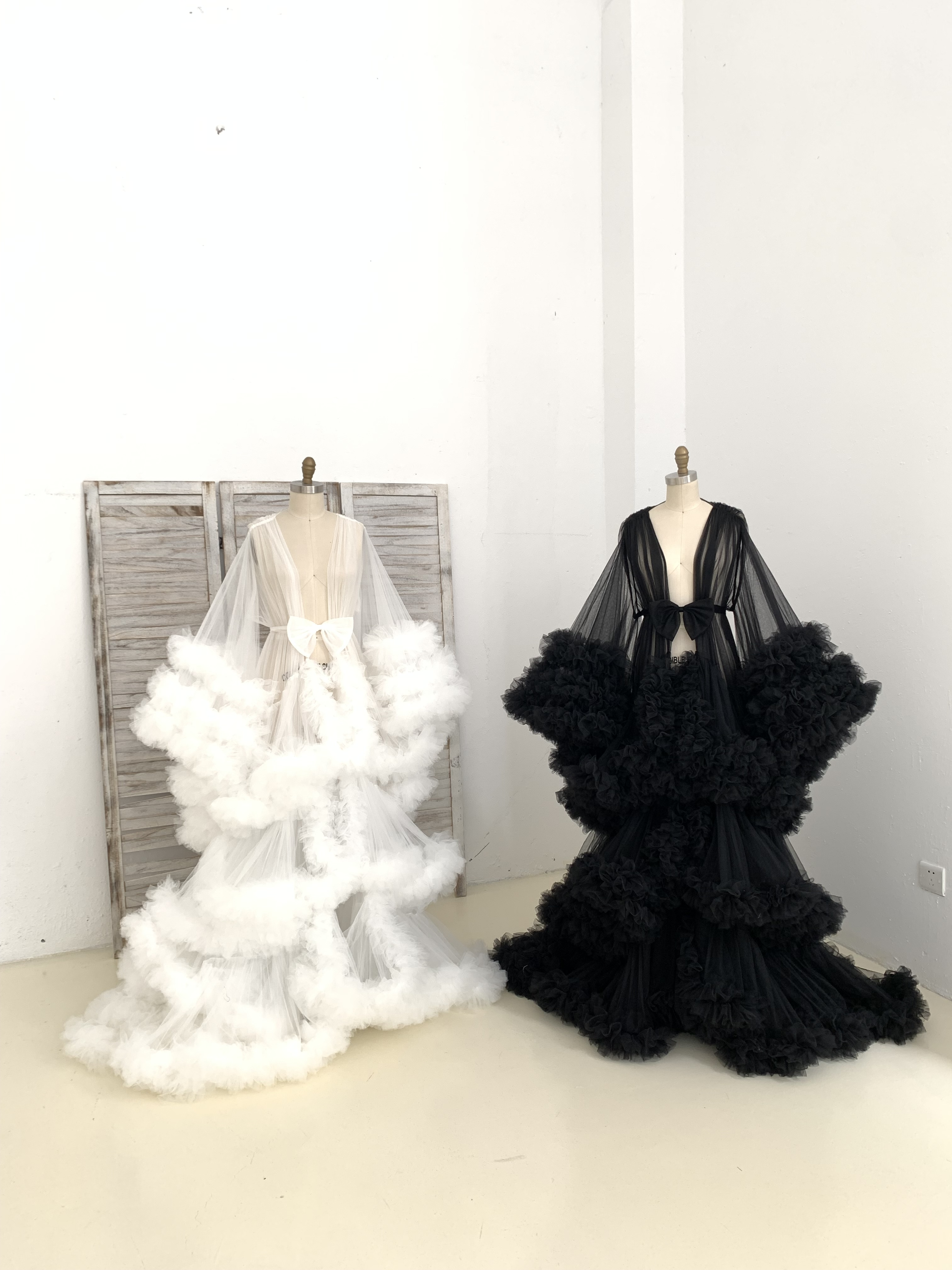 Free Size Long Sleeves Tulle Maternity Robe Maternity Dress for Photo Shoot Baby Shower Dress Photography Dress