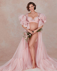 Free Size Tulle Maternity Robe for Photo Shoot Maternity Dress Baby Shower Dress Photography Dress