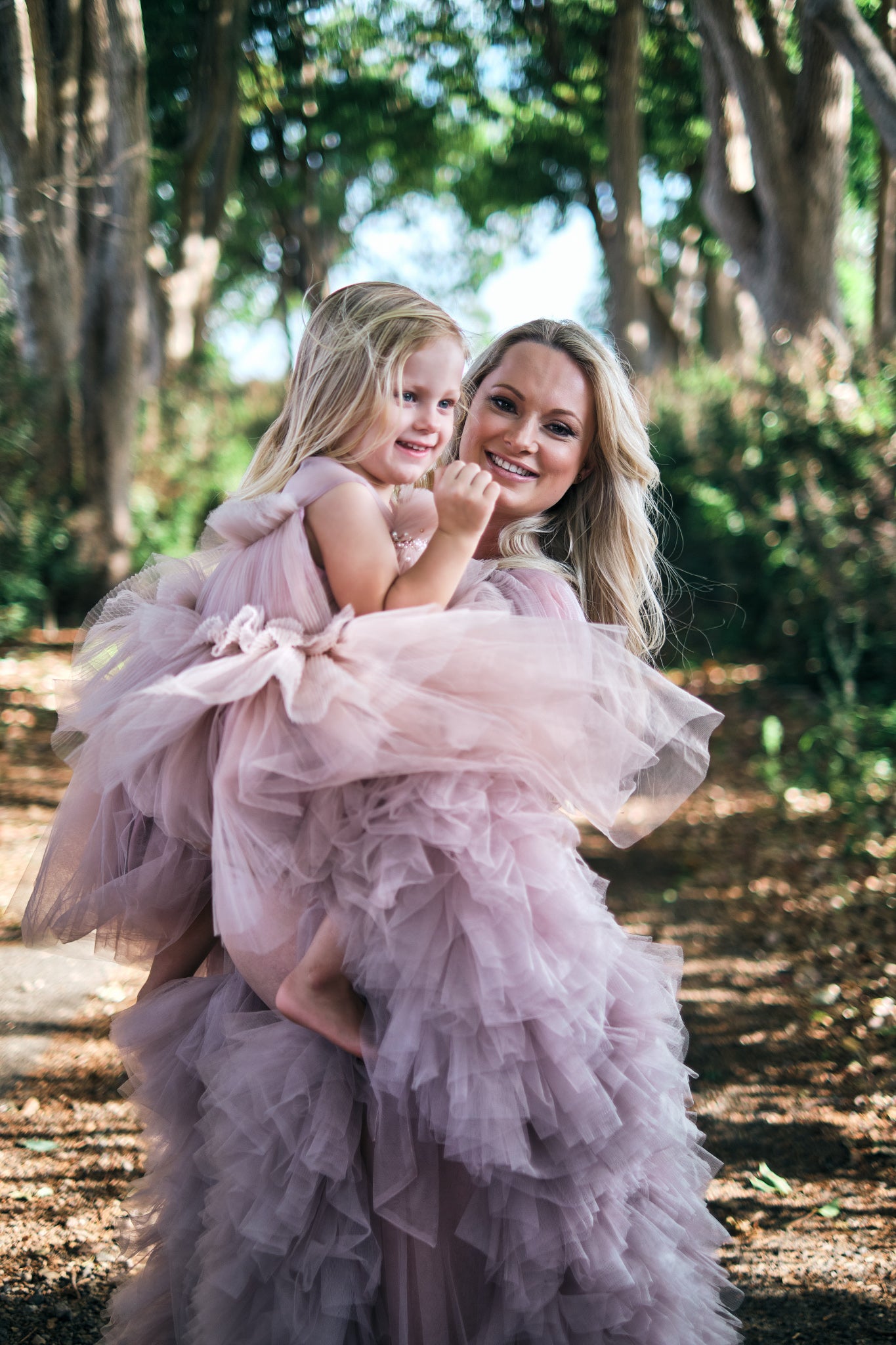 Mauve Mommy and Me Tulle Gown Flower Girl Dress Maternity Gown for Photo Shoot