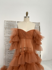 Rusty Color Cupcake Tulle Maternity Dress for Photo Shoot Maternity Gown Photography Dress