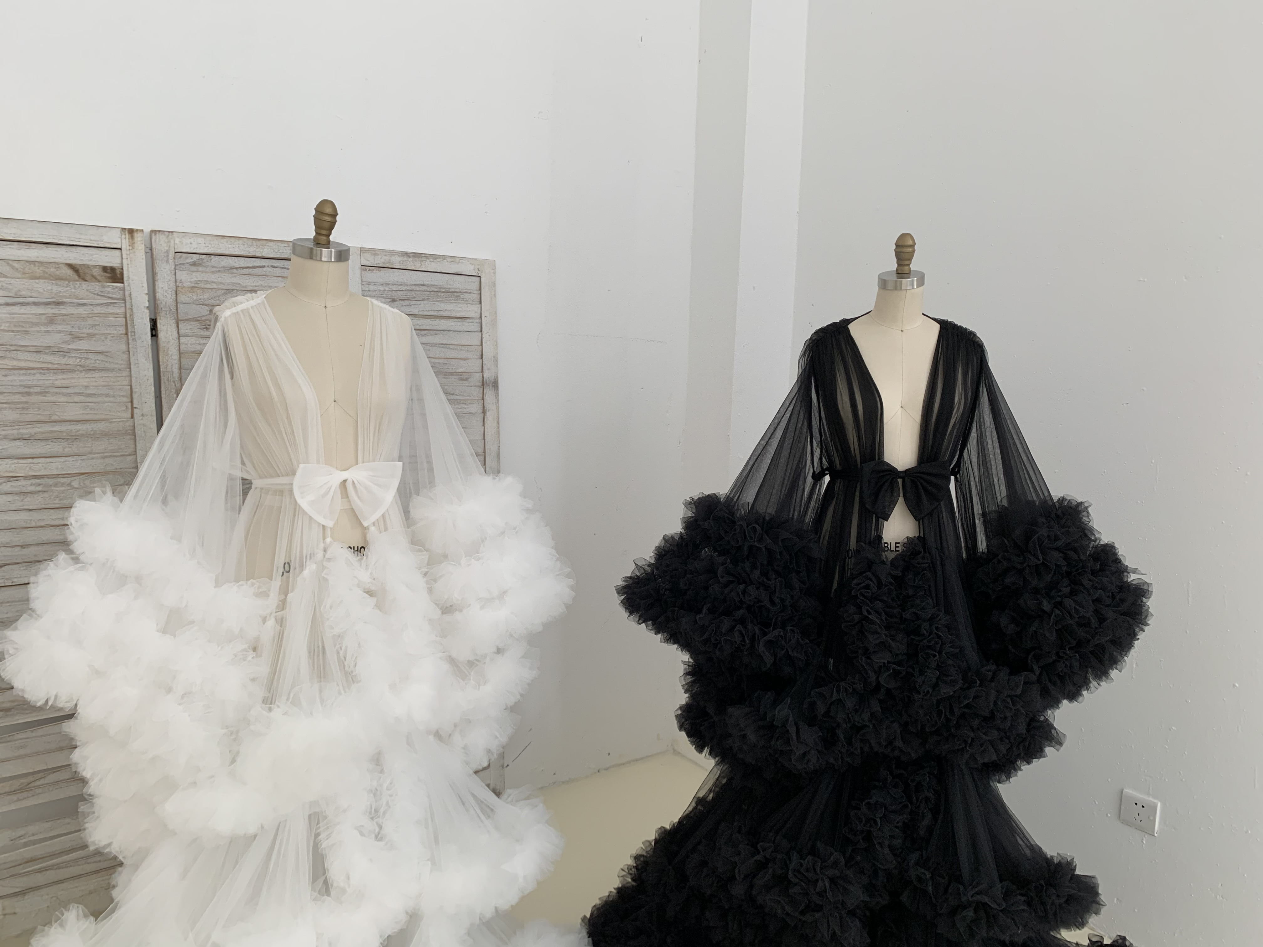 Free Size Long Sleeves Tulle Maternity Robe Maternity Dress for Photo Shoot Baby Shower Dress Photography Dress