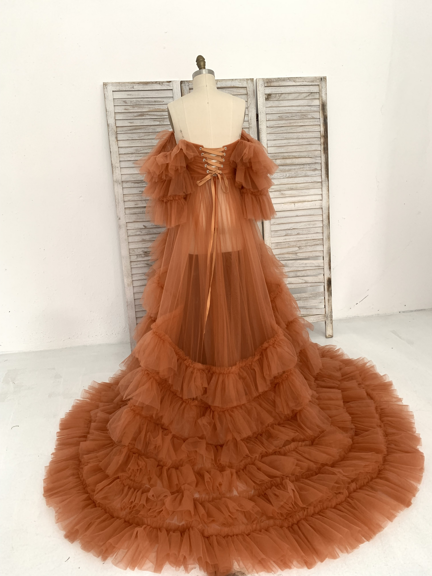 Rusty Color Cupcake Tulle Maternity Dress for Photo Shoot Maternity Gown Photography Dress