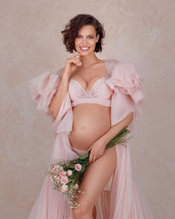 Free Size Tulle Maternity Robe for Photo Shoot Maternity Dress Baby Shower Dress Photography Dress