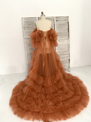 Rusty Color Cupcake Tulle Maternity Dress for Photo Shoot Maternity Gown Photography Dress