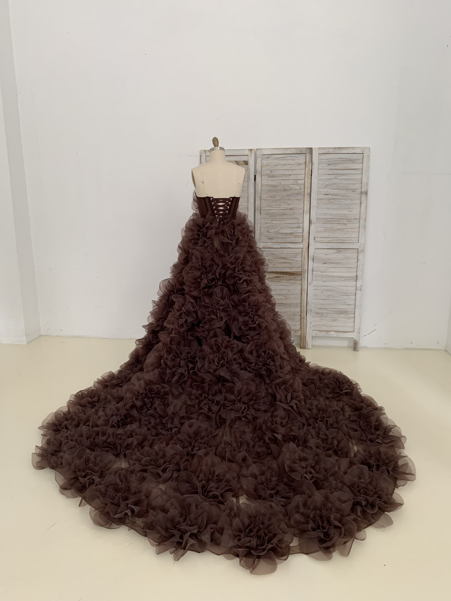 Dark Brown Organza Maternity Dress for Photo Shoot Maternity Gown Photography Dress