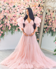 Free Size Tulle Maternity Robe for Photo Shoot Maternity Dress Baby Shower Dress Photography Dress
