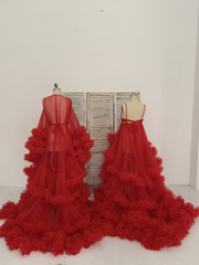 Free Size Long Sleeves Tulle Maternity Robe Maternity Dress for Photo Shoot Baby Shower Dress Photography Dress