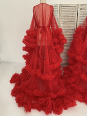 Free Size Long Sleeves Tulle Maternity Robe Maternity Dress for Photo Shoot Baby Shower Dress Photography Dress