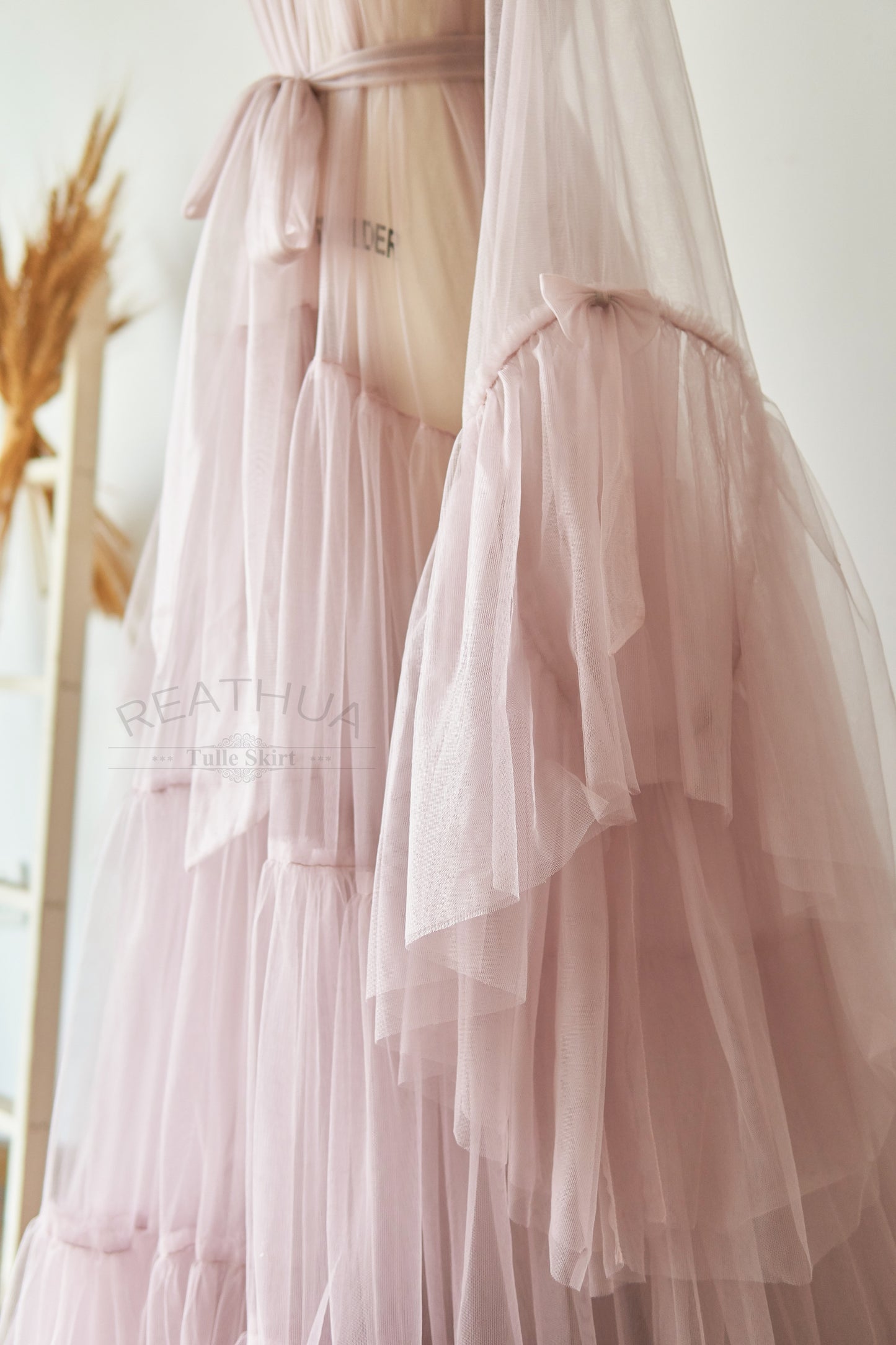 Long Sleeves Mauve Tulle Maternity Gown Dress for Photography Photo Shoot