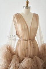 Tan Tulle Maternity Gown Tulle Dress for Maternity Photography Photo Shoot