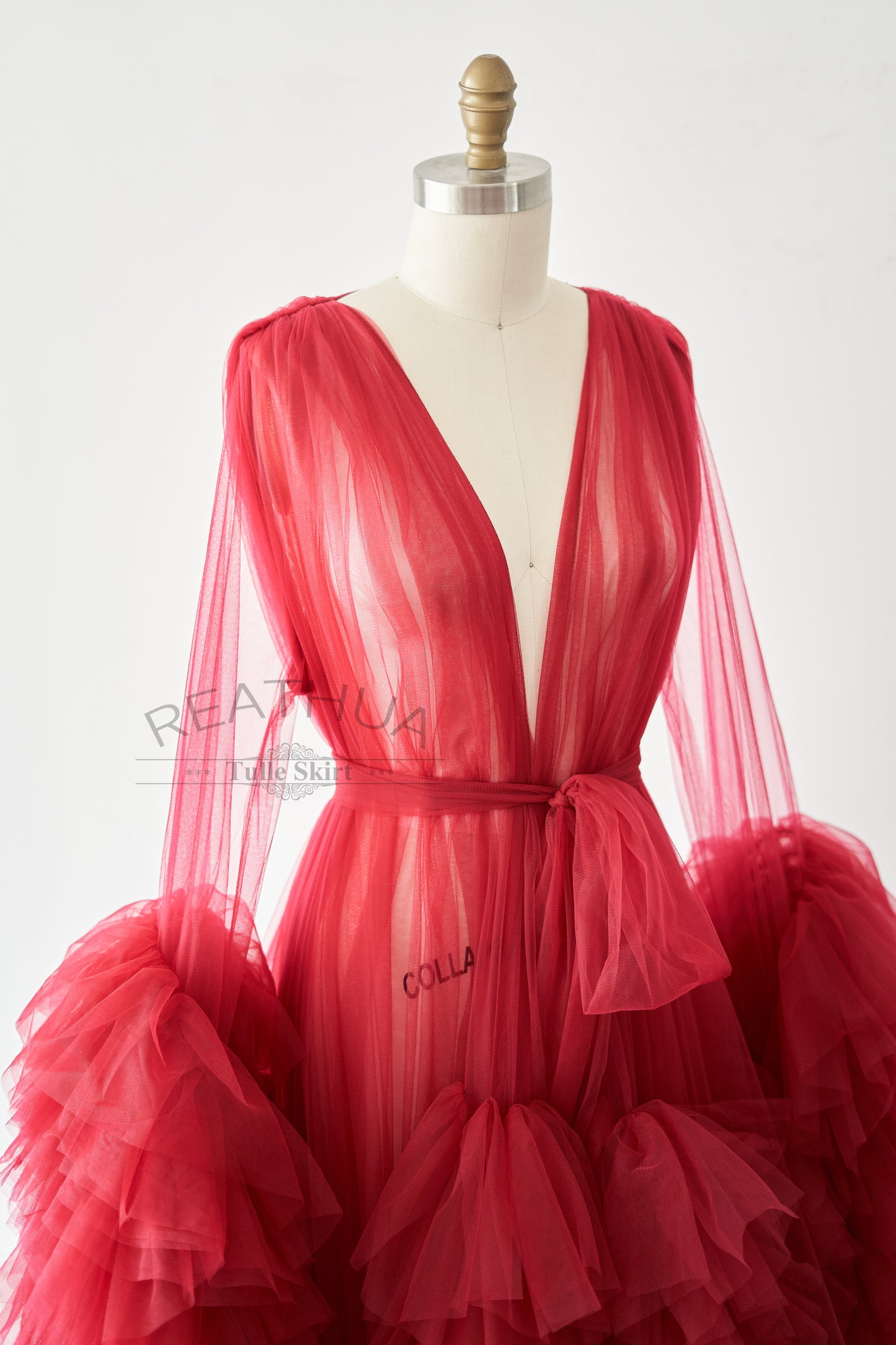 Dark Red Tulle Maternity Gown Tulle Dress for Maternity Photography Photo Shoot