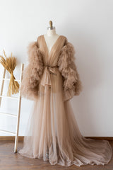 Long Sleeves Maternity Tulle Gown for Photography Photo Shoot