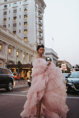 Blush Pink Tulle Gown Dress for Maternity Photography Photo Shoot