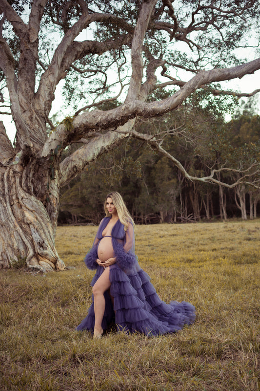 Dusty Purple Maternity Gown Photography Photo Shoot