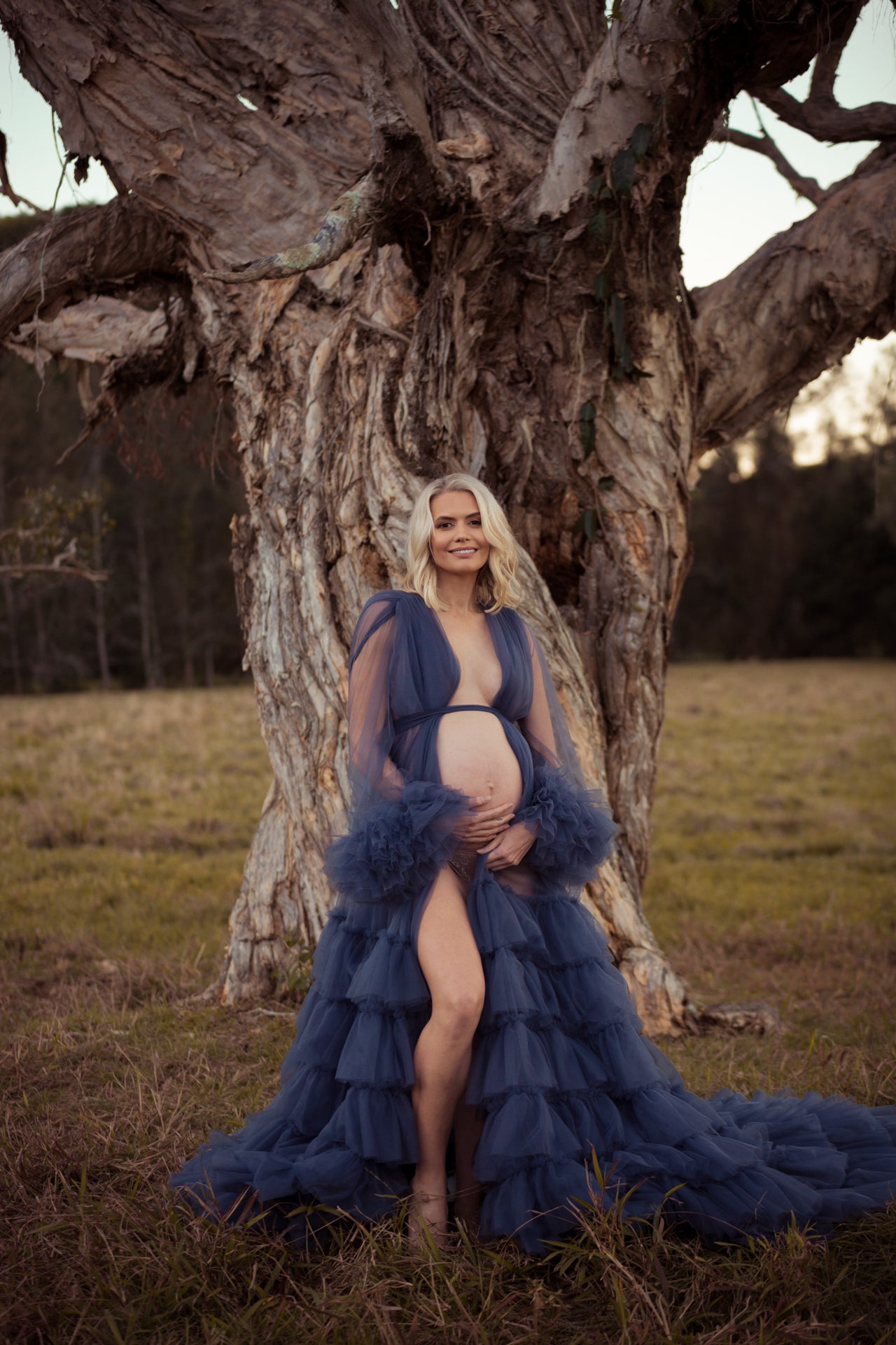 Dusty Blue Tulle Maternity Gown Tulle Dress for Maternity Photography Photo  Shoot